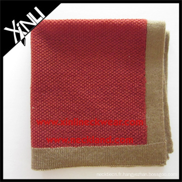 Écharpe de poche de motif de tricotage de frontière rouge de Brown de Brown tricoté Hanky